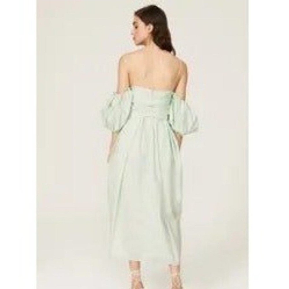 Cecilie Bahnsen Mint Green Cotton Poplin Joel Midi Dress US 6 UK 10 - Picture 5 of 16